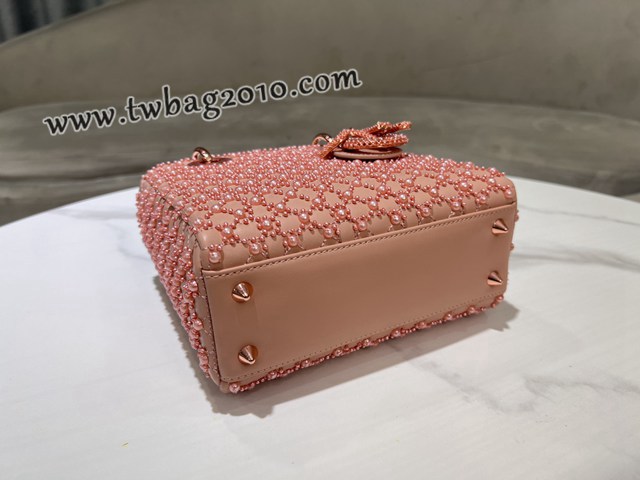 Dior专柜新款迪奥高仿原单Lady四格刺绣半颗珍珠绣金线手提肩背女包 djfk1260